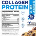 Nutrition label for Blueberry Muffin flavored collagen protein supplement.