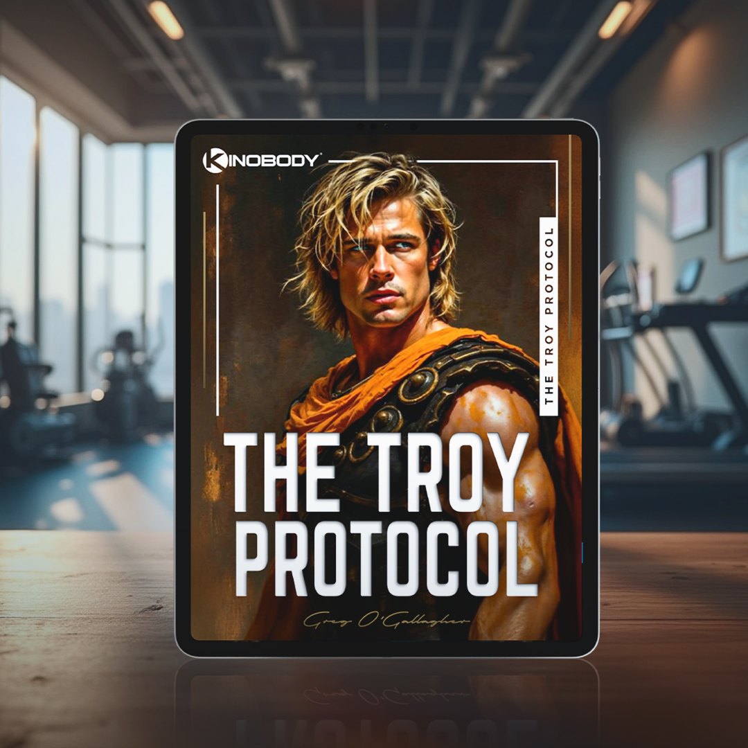 Cover of 'The Troy Protocol' featuring a muscular figure with long hair in a dramatic pose.