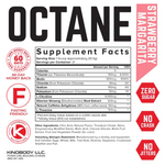 Supplement facts label for Octane Strawberry Margarita by Kinobody LLC